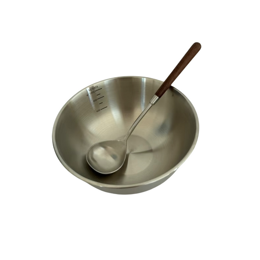 Premium Stainless Steel Noodle Bowl Set with Black Walnut Soup Spoon