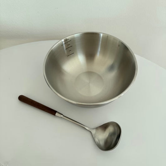 Premium Stainless Steel Noodle Bowl Set with Black Walnut Soup Spoon