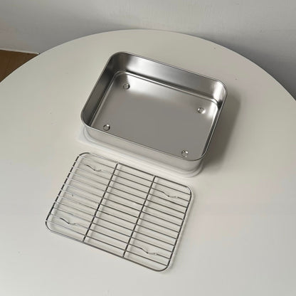 Thickened Food Storage Container with Lid and Drainage Rack