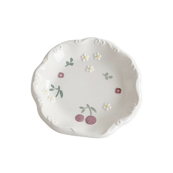 Floral Pattern Cherry Plate