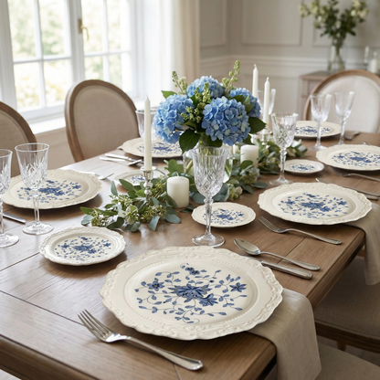 Vintage Blue & White Embossed Porcelain Plate