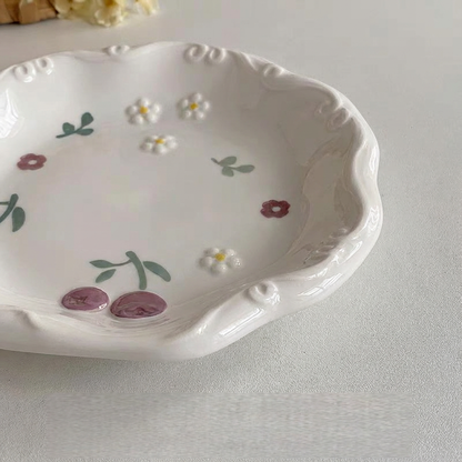 Floral Pattern Ceramic Plate