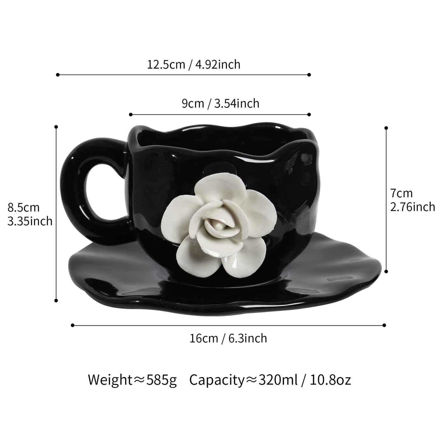 Black Camellia Ceramic Mug