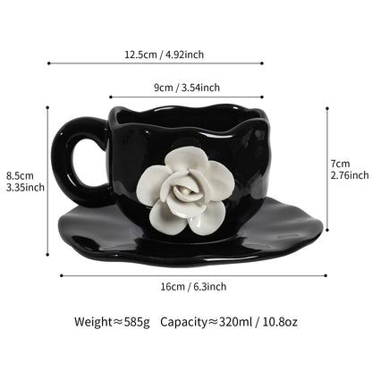 Black Camellia Ceramic Mug