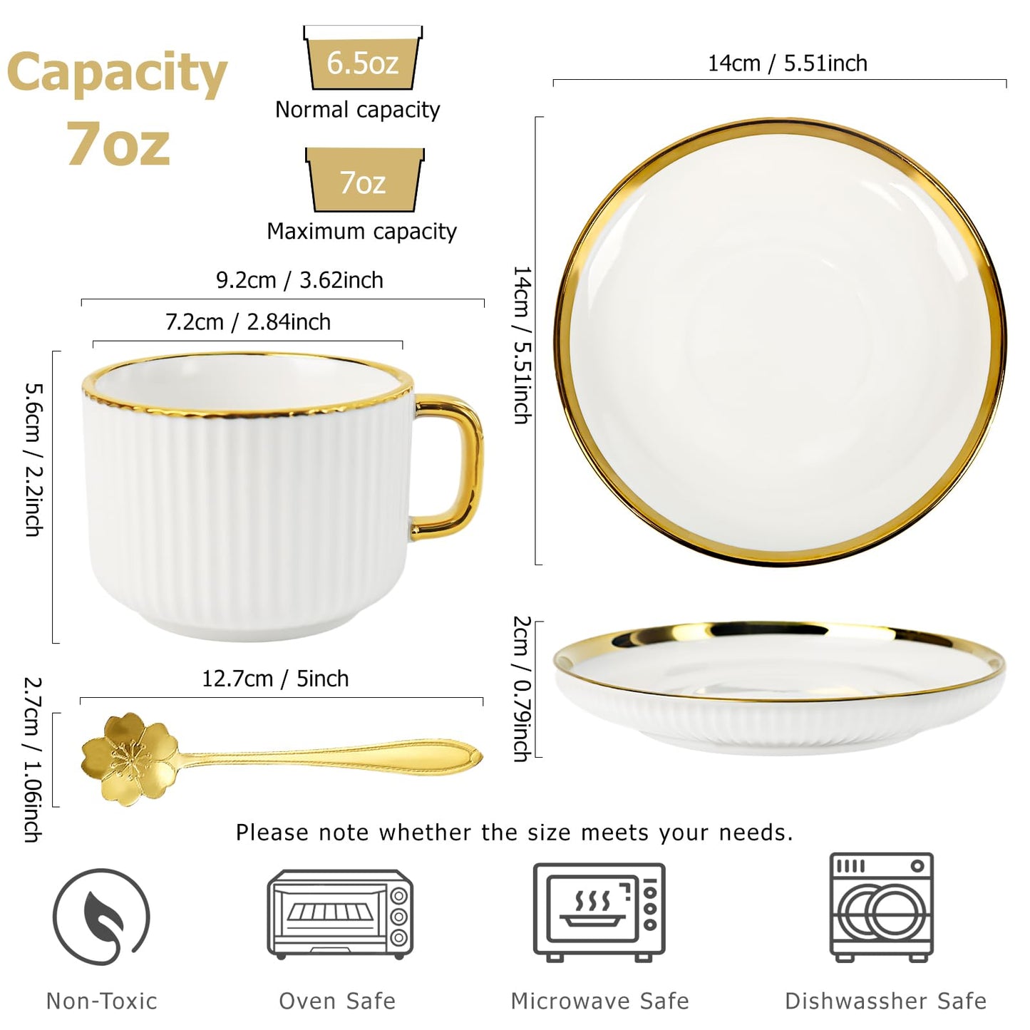 Gold Trim Striped Ceramic Mug