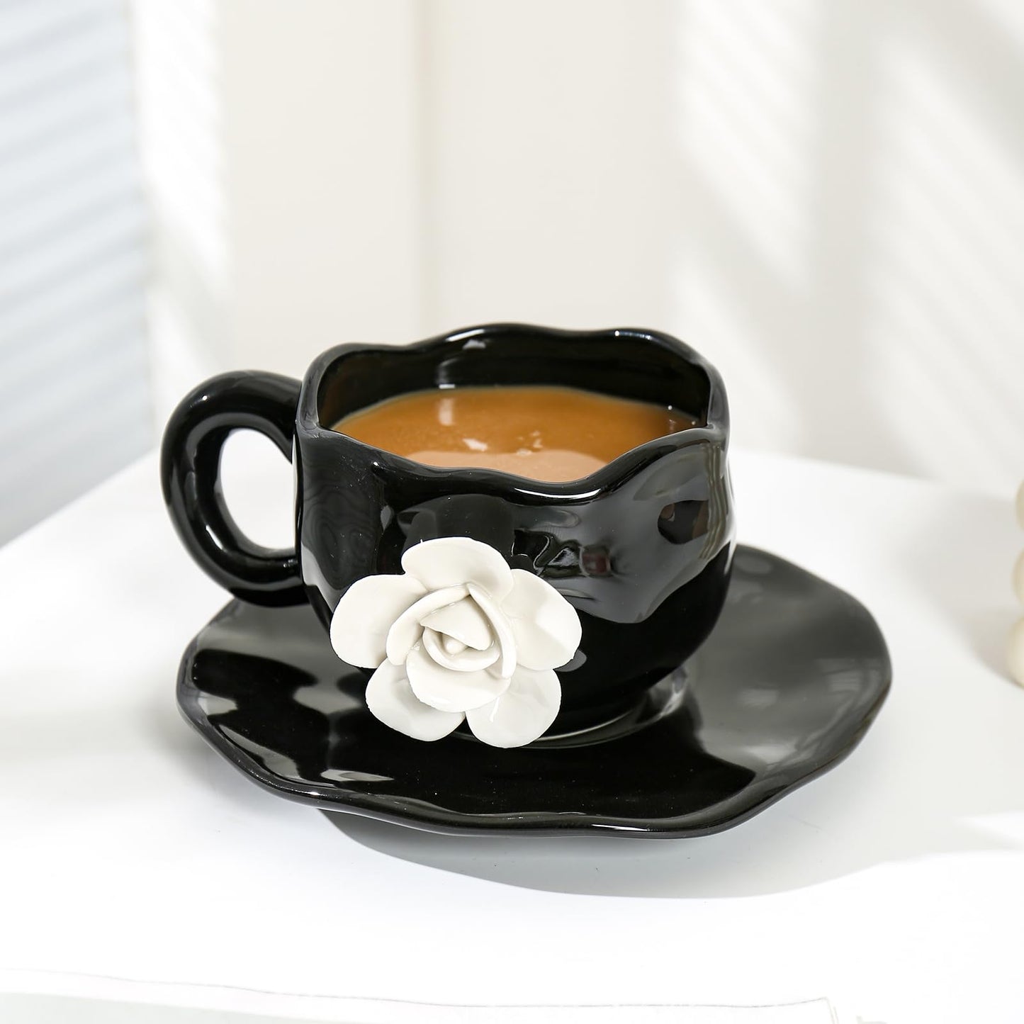 Black Camellia Ceramic Mug