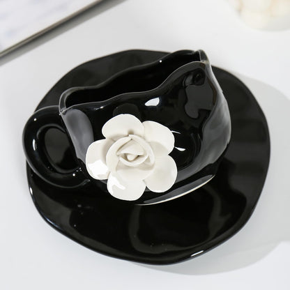 Black Camellia Ceramic Mug