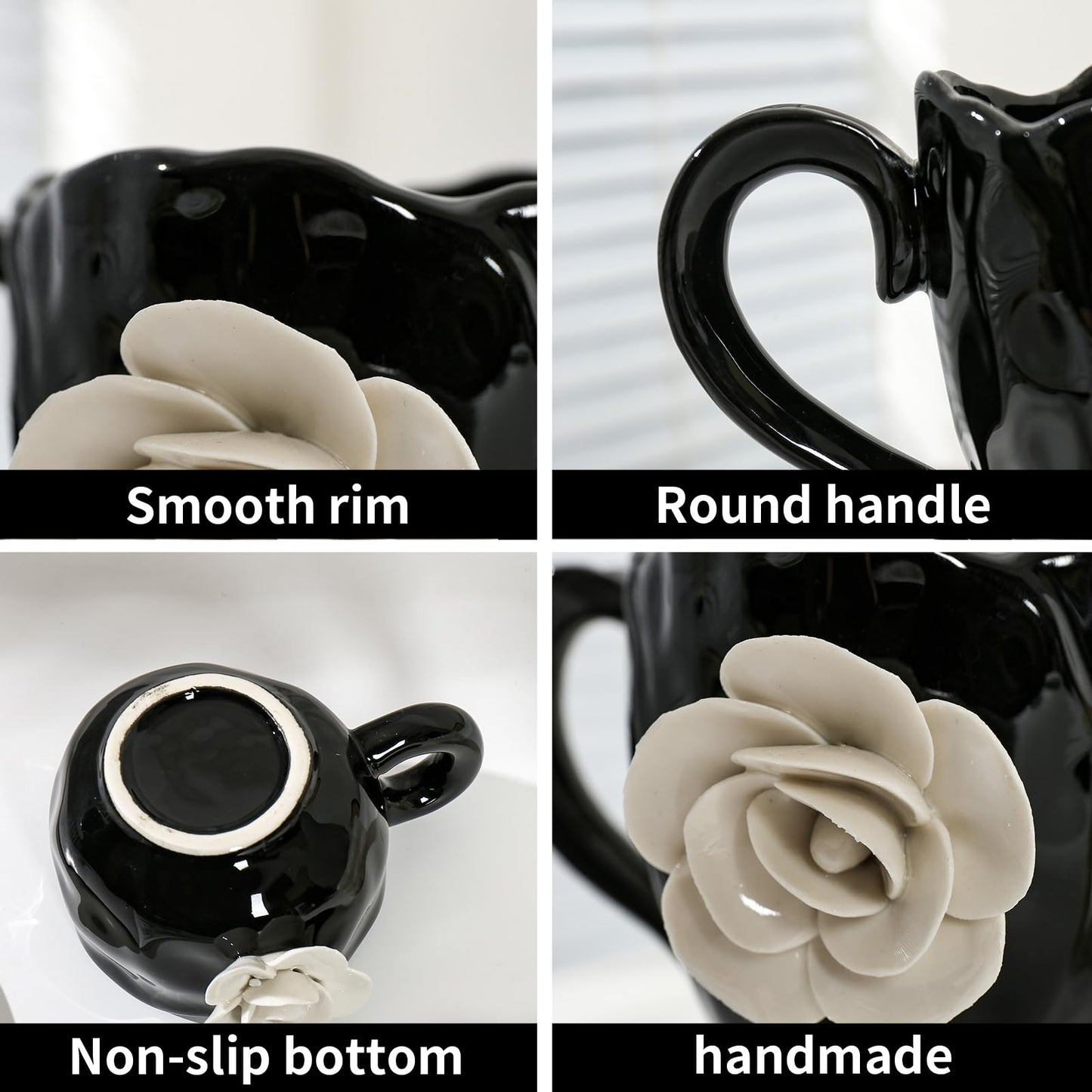 Black Camellia Ceramic Mug